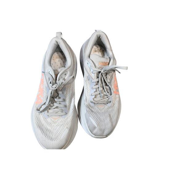 HOKA Bondi 8 Women’s Running Shoes US 9.5B Gray Pink Cushioned - Picture 2 of 8